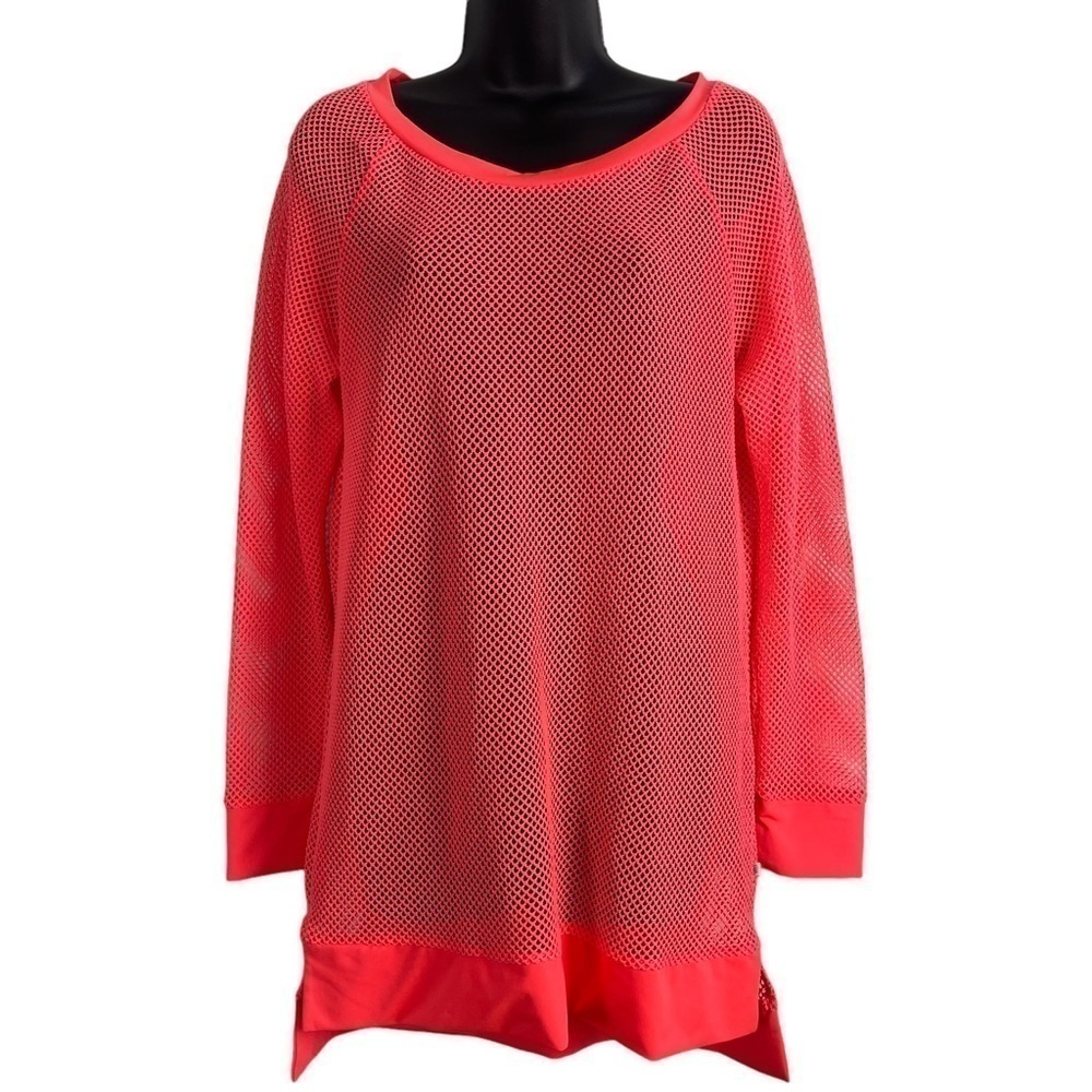 EUC La Vie En Rose Aqua swimsuit coverup, mesh, bright coral, O/S